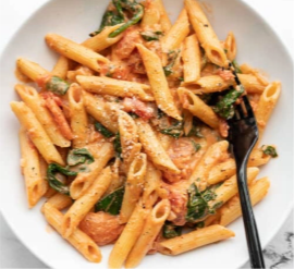 Creamy Tomato And Spinach Pasta